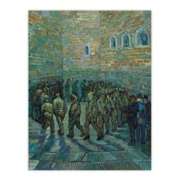 "Artery8 Penitentiary Prisoners Exercising Van Gogh Wall Art Print Poster in Blue - Size: W24"" x H32""" - thumbnail 1