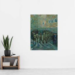 "Artery8 Penitentiary Prisoners Exercising Van Gogh Wall Art Print Poster in Blue - Size: W24"" x H32""" - thumbnail 4