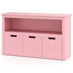 Gymax 3-Drawer Storage Cabinet Wood Toy Storage Cabinet Cube Shelves in Pink - thumbnail 9