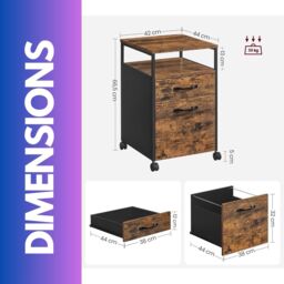 FURNOS 2 Drawer Industrial Filing Cabinet With Lockable Wheels in Brown - thumbnail 6
