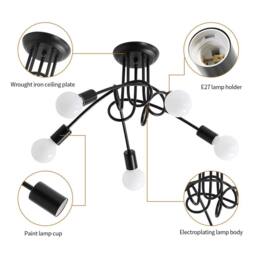 Goeco Ceiling Light Vintage, E27 Industrial Chandelier, Adjustable, Dia 60cm in Black - thumbnail 6