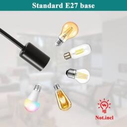 Goeco Ceiling Light Vintage, E27 Industrial Chandelier, Adjustable, Dia 60cm in Black - thumbnail 8