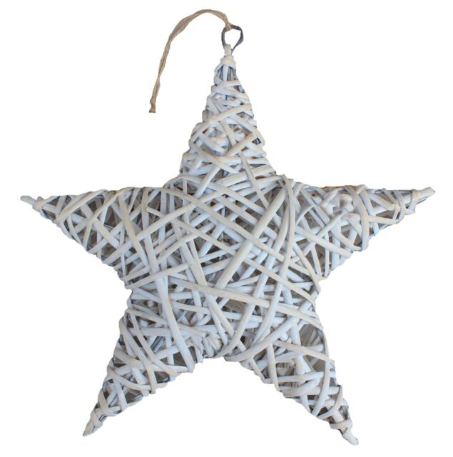Red Hamper Wicker White Wash Full Star - image 1