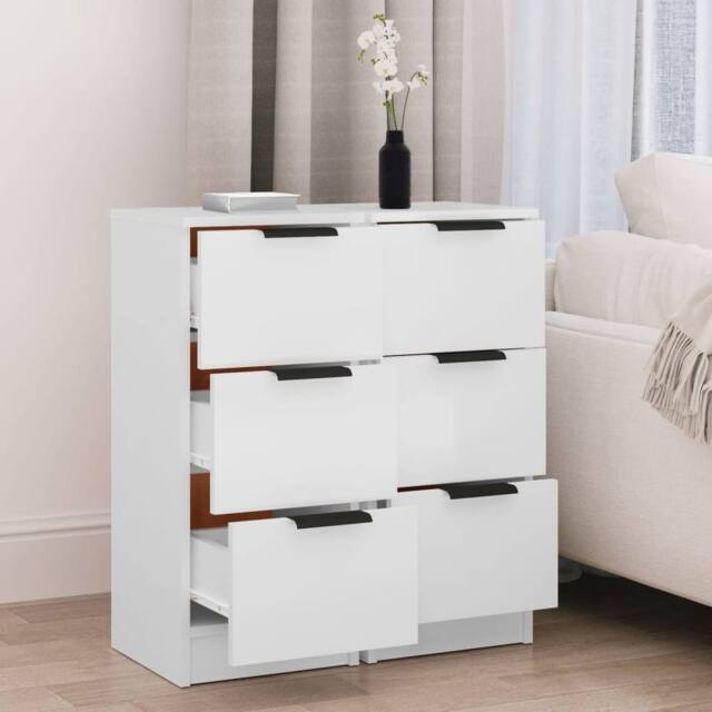 Berkfield Home Sideboards 2 pcs White 30x30x70 cm Engineered Wood - Size: 30 x 30 x 70 cm - image 1