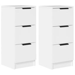 Berkfield Home Sideboards 2 pcs White 30x30x70 cm Engineered Wood - Size: 30 x 30 x 70 cm - thumbnail 3