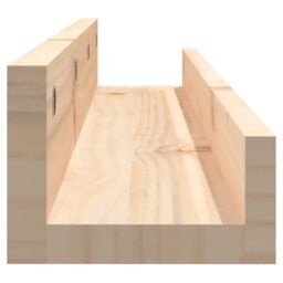 Berkfield Home Wall Shelves 2 pcs 80x12x9 cm Solid Wood Pine in Brown - Size: 80 x 12 x 9 cm - thumbnail 5