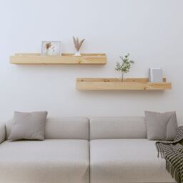 Berkfield Home Wall Shelves 2 pcs 80x12x9 cm Solid Wood Pine in Brown - Size: 80 x 12 x 9 cm - thumbnail 1