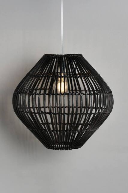 BHS Lighting Bamboo Bobbin Easy Fit Light Shade, Black - image 1