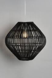 BHS Lighting Bamboo Bobbin Easy Fit Light Shade, Black - thumbnail 1