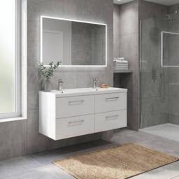 Balterley Level 1200mm Wall Hung 4-Drawer Unit with Double Basin - Gloss White - thumbnail 4
