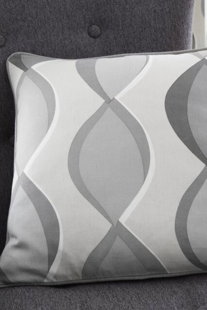 Fusion 'Lennox' Vertical Ogee Print Filled Cushion 100% Cotton in Grey - Size: 43 cm x 43 cm - image 1