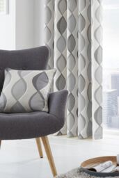 Fusion 'Lennox' Vertical Ogee Print Filled Cushion 100% Cotton in Grey - Size: 43 cm x 43 cm - thumbnail 2