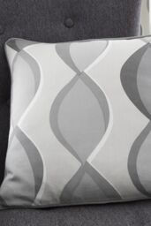 Fusion 'Lennox' Vertical Ogee Print Filled Cushion 100% Cotton in Grey - Size: 43 cm x 43 cm - thumbnail 1