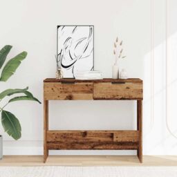 Berkfield Home Console Table Old Wood 90x36x75 cm Engineered Wood in Brown - Size: 90 x 36 x 75 cm - thumbnail 3