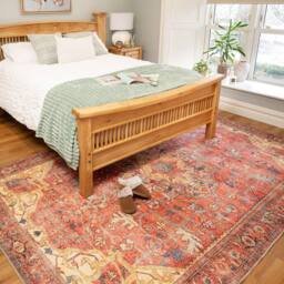 Kukoon Gold Coral Distressed Persian Style Soft Pile Living Room Area Rug Mat in Terracotta - Size: 200 cm x 290 cm - thumbnail 7