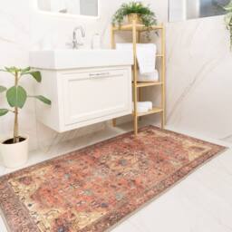 Kukoon Gold Coral Distressed Persian Style Soft Pile Living Room Area Rug Mat in Terracotta - Size: 200 cm x 290 cm - thumbnail 8