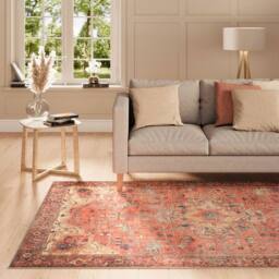 Kukoon Gold Coral Distressed Persian Style Soft Pile Living Room Area Rug Mat in Terracotta - Size: 200 cm x 290 cm - thumbnail 3