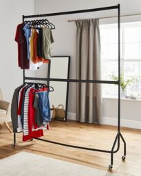 House of Home 6ft long x 7ft Two Tier Heavy Duty Clothes Rail Garment Hanging Rack In Black - thumbnail 1