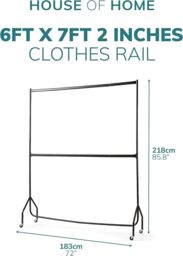 House of Home 6ft long x 7ft Two Tier Heavy Duty Clothes Rail Garment Hanging Rack In Black - thumbnail 4