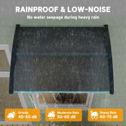 OUTSUNNY Door Canopy Awning Outdoor Window Rain Shelter for Door 100 x 75cm in Black - Size: 100 x 75 cm - thumbnail 5