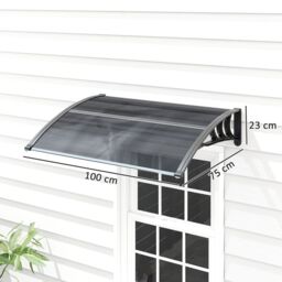 OUTSUNNY Door Canopy Awning Outdoor Window Rain Shelter for Door 100 x 75cm in Black - Size: 100 x 75 cm - thumbnail 3
