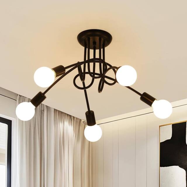 COMELY Industrial Sputnik Ceiling Light, Modern 5-Light E27 Metal Chandelier in Black - image 1