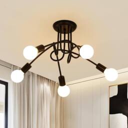 COMELY Industrial Sputnik Ceiling Light, Modern 5-Light E27 Metal Chandelier in Black - thumbnail 1