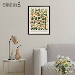 "Artery8 Fruits & Vegetables French Encyclopedia Framed Canvas Wall Art in Beige - Size: W12"" x H16""" - thumbnail 3