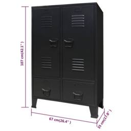 Berkfield Home Wardrobe Metal Industrial Style 67x35x107 cm Black - Size: 67 x 35 x 107 cm - thumbnail 9