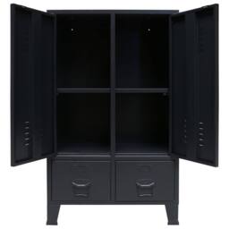 Berkfield Home Wardrobe Metal Industrial Style 67x35x107 cm Black - Size: 67 x 35 x 107 cm - thumbnail 4