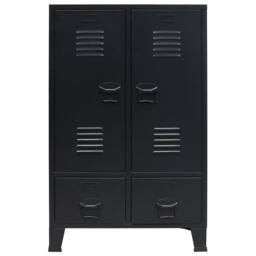 Berkfield Home Wardrobe Metal Industrial Style 67x35x107 cm Black - Size: 67 x 35 x 107 cm - thumbnail 3