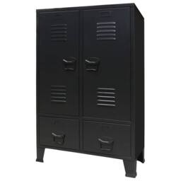 Berkfield Home Wardrobe Metal Industrial Style 67x35x107 cm Black - Size: 67 x 35 x 107 cm - thumbnail 2