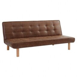 Home Detail Salerno Air Leather Sofa Bed With Wooden Legs in Brown - thumbnail 2