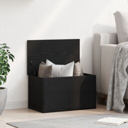 Berkfield Home Storage Box with Lid Black Oak 60x35x35 cm Engineered Wood - Size: 60 x 35 x 35 cm - thumbnail 1