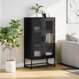 Berkfield Home Highboard Black 68x39x123 cm Steel - Size: 68 x 39 x 123 cm - thumbnail 3