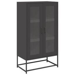 Berkfield Home Highboard Black 68x39x123 cm Steel - Size: 68 x 39 x 123 cm - thumbnail 2