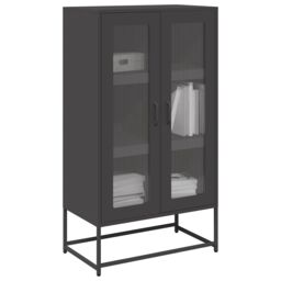 Berkfield Home Highboard Black 68x39x123 cm Steel - Size: 68 x 39 x 123 cm - thumbnail 1