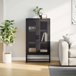 Berkfield Home Highboard Black 68x39x123 cm Steel - Size: 68 x 39 x 123 cm - thumbnail 4