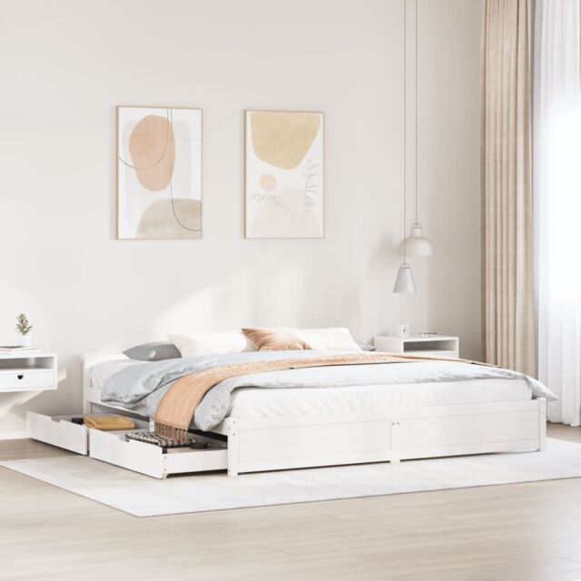 Berkfield Home Bed Frame without Mattress White 180x200 cm Super King Solid Wood Pine - image 1