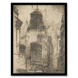 Artery8 Joseph Pennell Standard Oil Building With Scaffolding Framed Art Print in Grey - Size: A4 - thumbnail 1