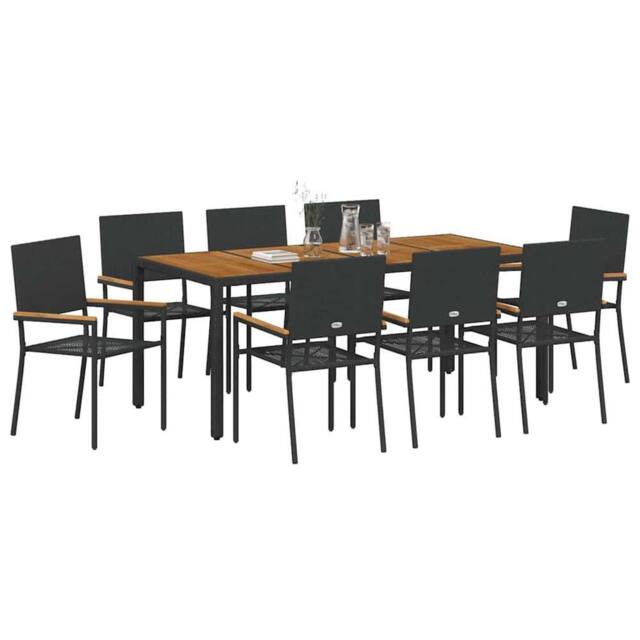 Berkfield Home Durable 9 Piece Garden Dining Set Black Poly Rattan - image 1