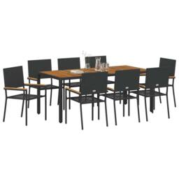Berkfield Home Durable 9 Piece Garden Dining Set Black Poly Rattan - thumbnail 1