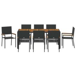 Berkfield Home Durable 9 Piece Garden Dining Set Black Poly Rattan - thumbnail 7