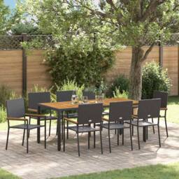 Berkfield Home Durable 9 Piece Garden Dining Set Black Poly Rattan - thumbnail 2