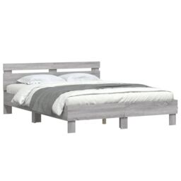 Berkfield Home Bed Frame with LED without Mattress Grey Sonoma 140x200 cm - thumbnail 5