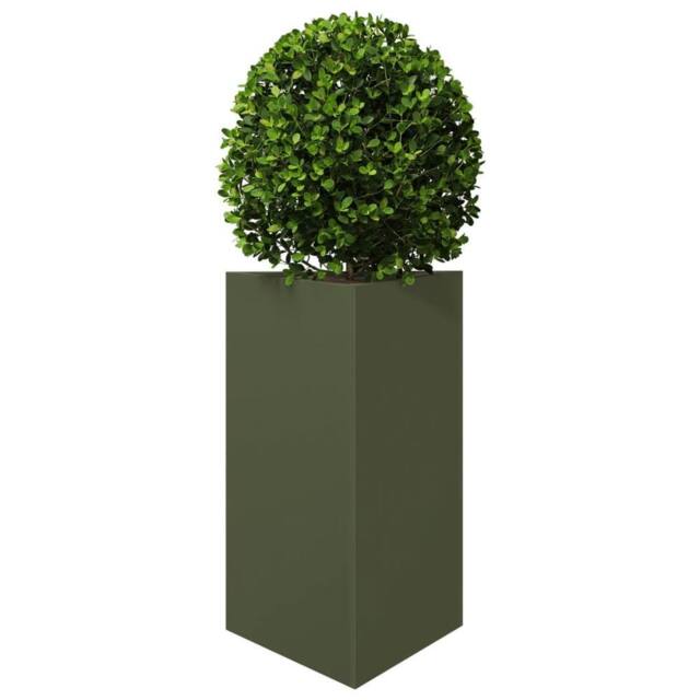 Berkfield Home Durable Garden Planter Olive Green Triangular 50x43x75 cm Steel - Size: 50 x 43 x 75 cm - image 1