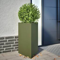 Berkfield Home Durable Garden Planter Olive Green Triangular 50x43x75 cm Steel - Size: 50 x 43 x 75 cm - thumbnail 2