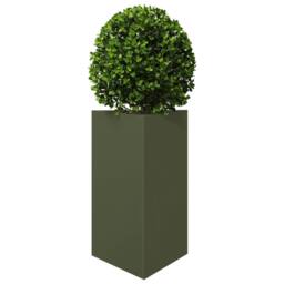 Berkfield Home Durable Garden Planter Olive Green Triangular 50x43x75 cm Steel - Size: 50 x 43 x 75 cm - thumbnail 1