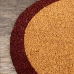 Melody Maison Natural Oval Coir Door Mat With A Wine Red Border in Light Brown - thumbnail 5
