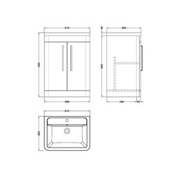 Balterley Bathroom 2 Soft Close Door Floor Vanity Unit, Gloss White, 610mm in White - thumbnail 8